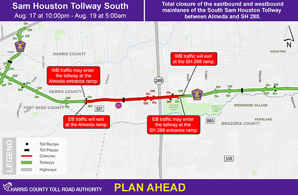 288 Toll Road Map Hctra — Harris County Toll Road Authority