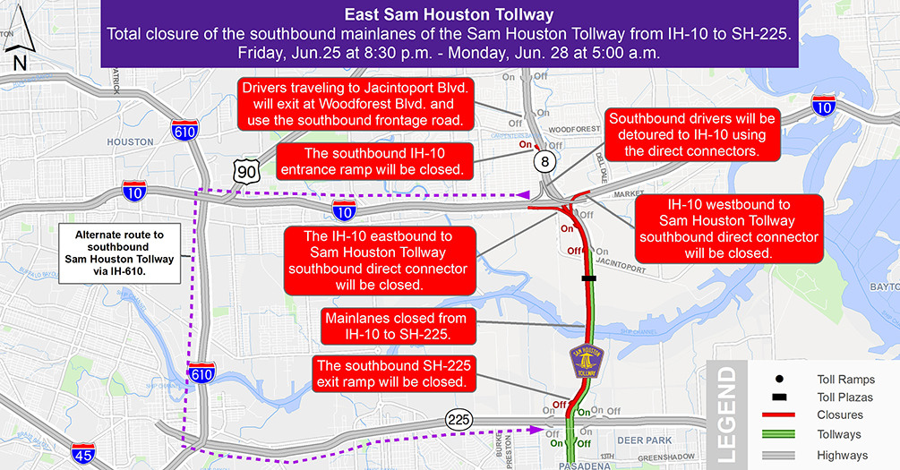 Sam Houston Tollway Map Hctra — Harris County Toll Road Authority